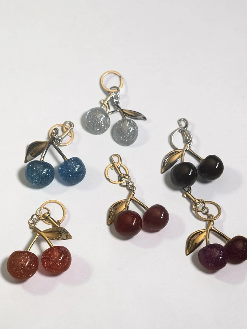 Cherry Bag Charm Keychains - Assorted - ‼️PICK ONE‼️ (silver tone hardware)